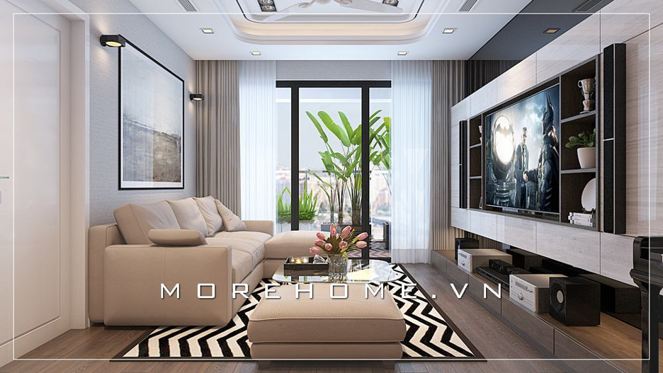 Mẫu thiết kế phòng khách chung cư đẹp thu hút - Morehome
